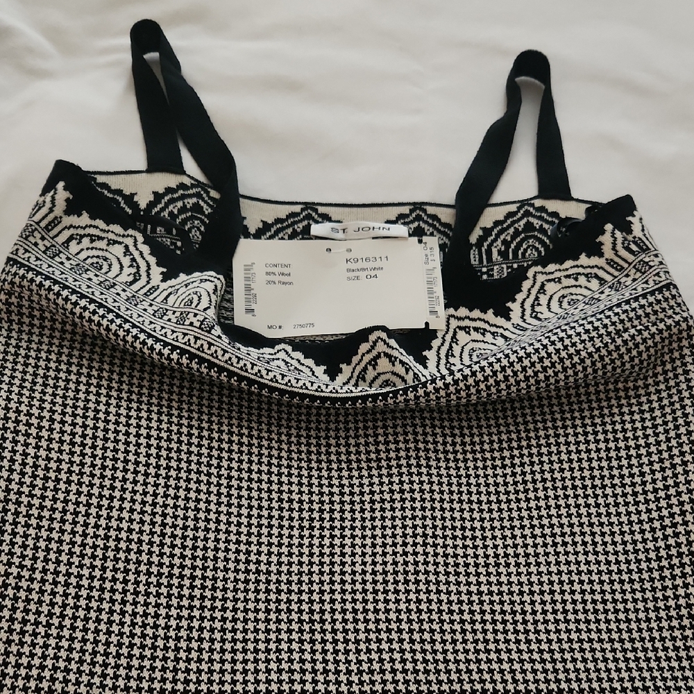 St. John Collection Black and White Houndstooth Chemise